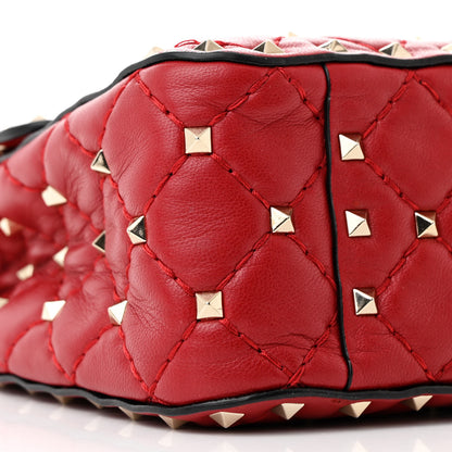 Valentino Garavani Lambskin Medium Rockstud Spike Shoulder Bag Red 8 of 10