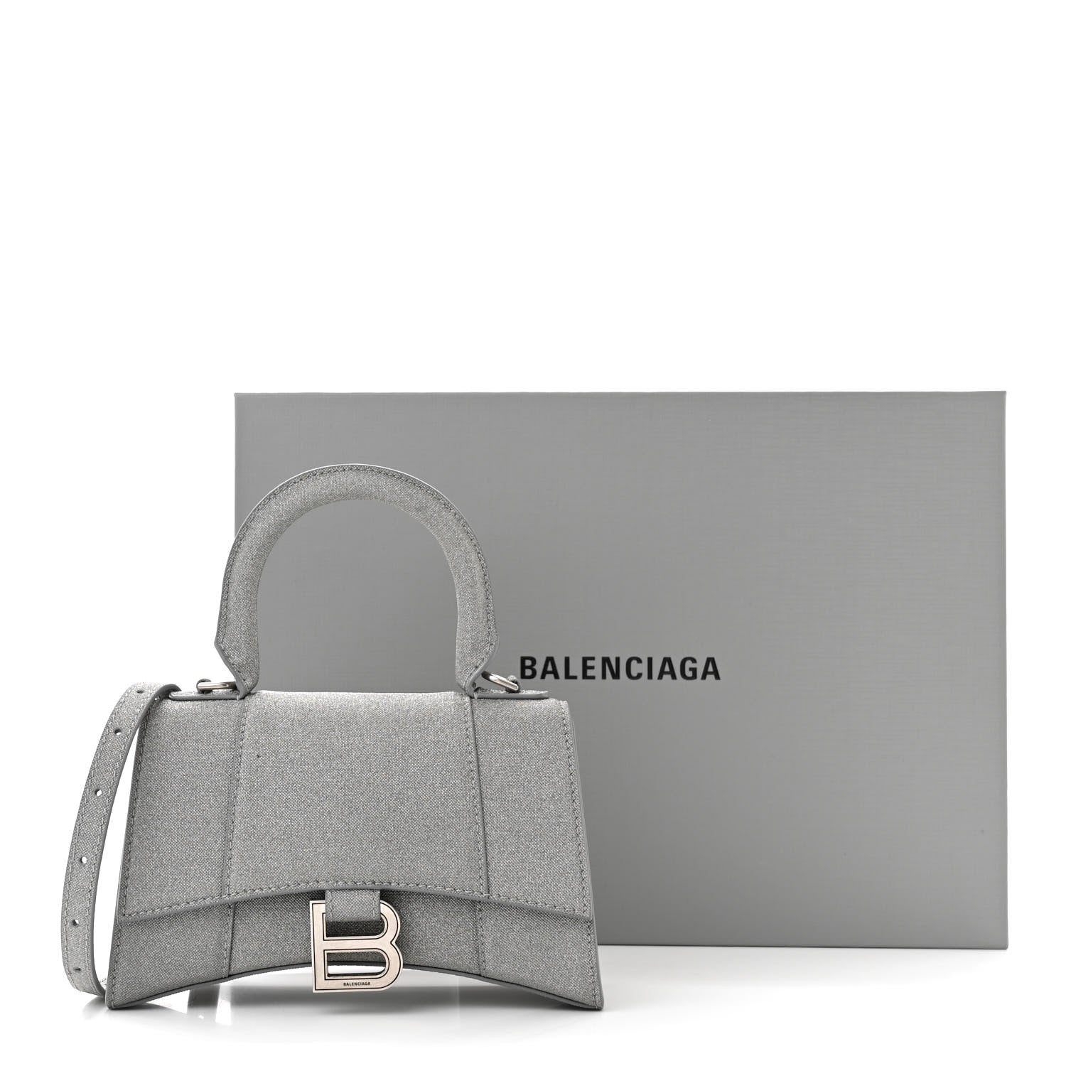 Balenciaga Glitter Fabric Hourglass Top Handle Bag XS Grey 14 of 14