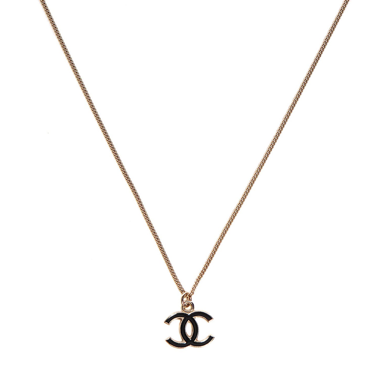 Enamel CC Necklace Black