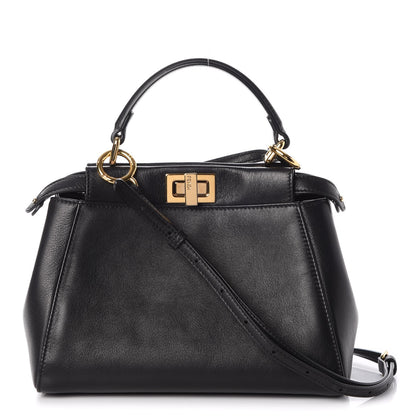 Fendi Nappa Mini Peekaboo Iconic Satchel Black 1 of 12