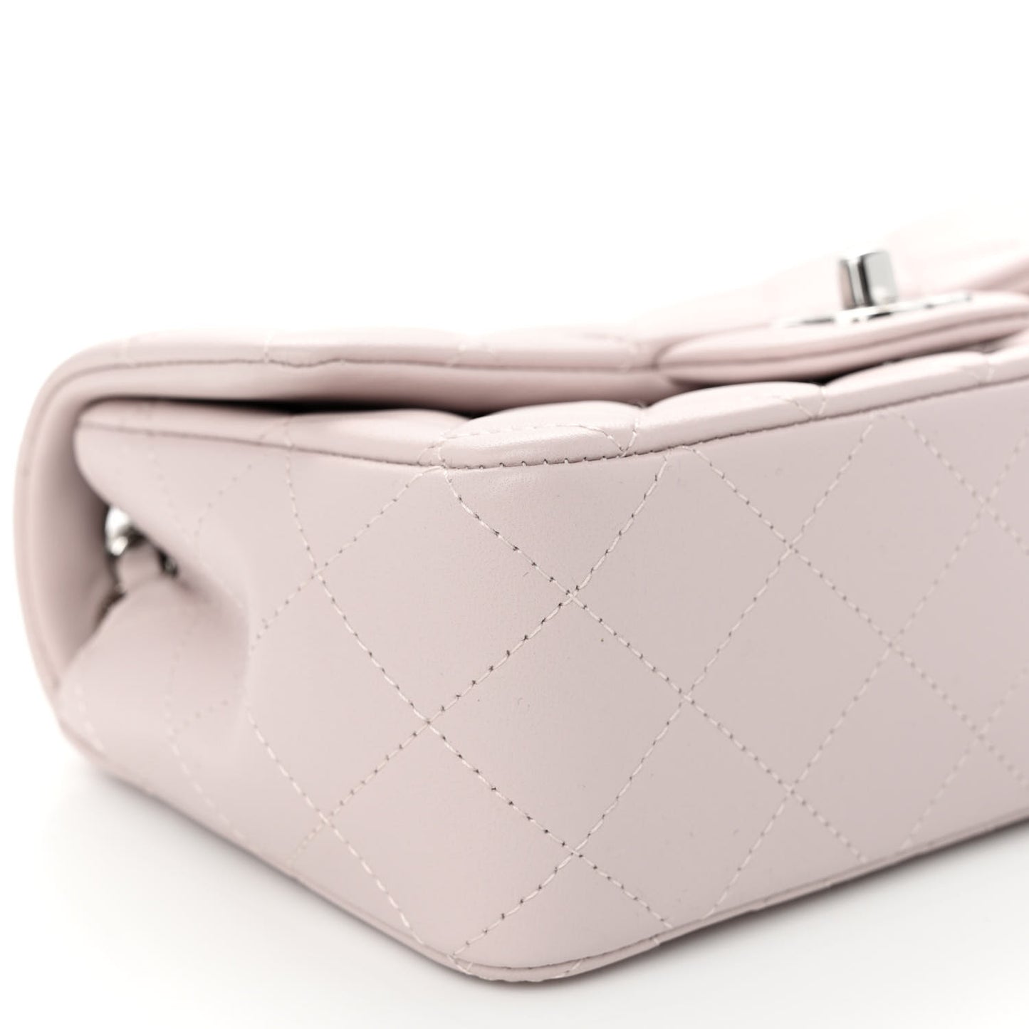Lambskin Quilted Mini Rectangular Flap Light Purple