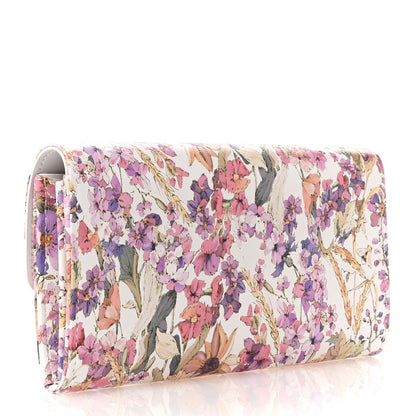 Christian Dior Calfskin Caro Freesia Long Wallet White Multicolor 3 of 9