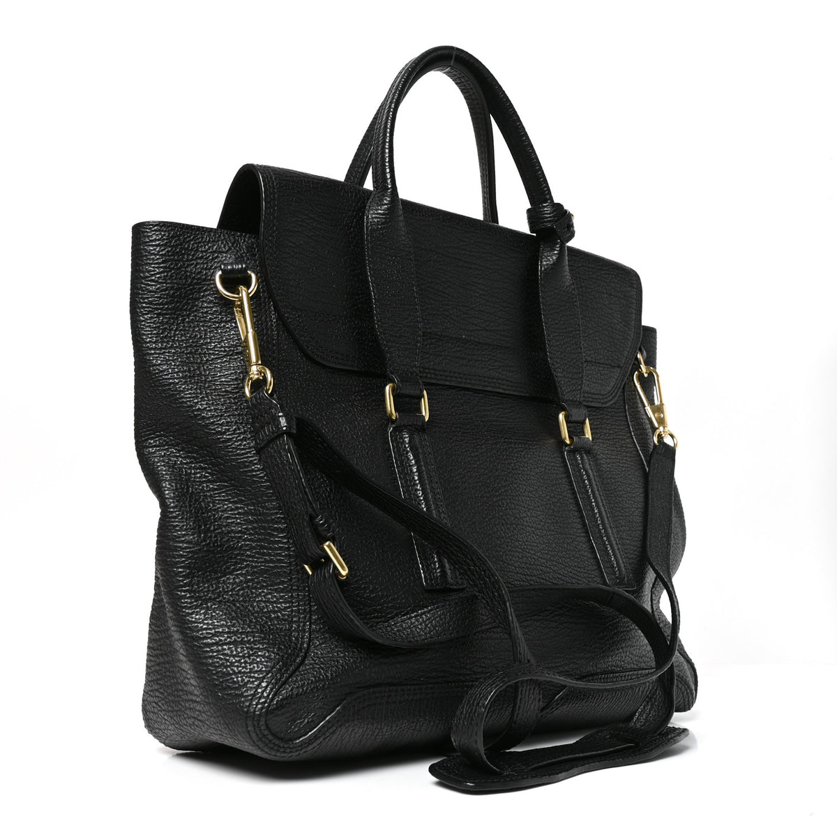 3.1 Phillip Lim Textured Calfskin Large Pashli Satchel Black 2 of 8
