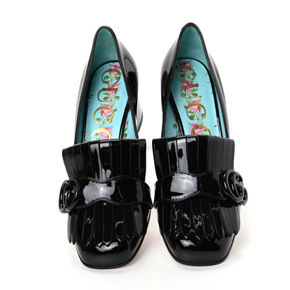 Gucci Vernice GG Marmont Fringe 50mm Loafer Pumps 35 Black 5 of 11