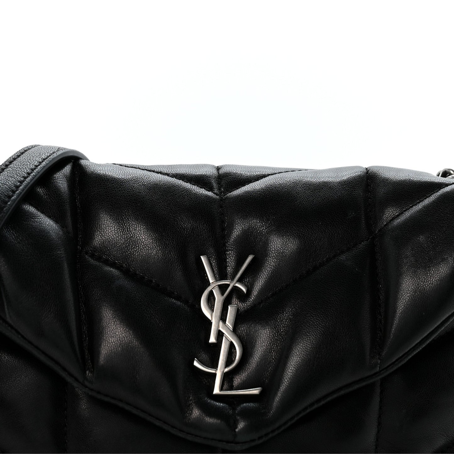 Lambskin Quilted Toy Loulou Puffer Monogram Chain Satchel Black