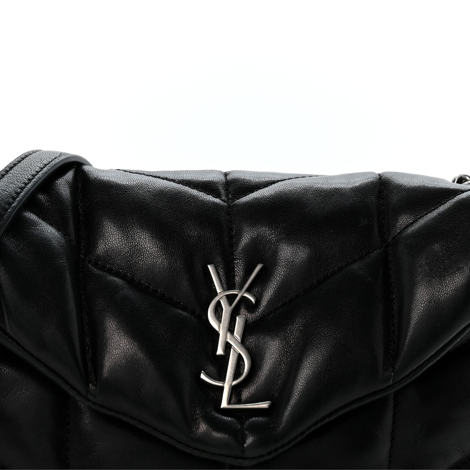 Saint Laurent Lambskin Quilted Toy Loulou Puffer Monogram Chain Satchel Black 7 of 13