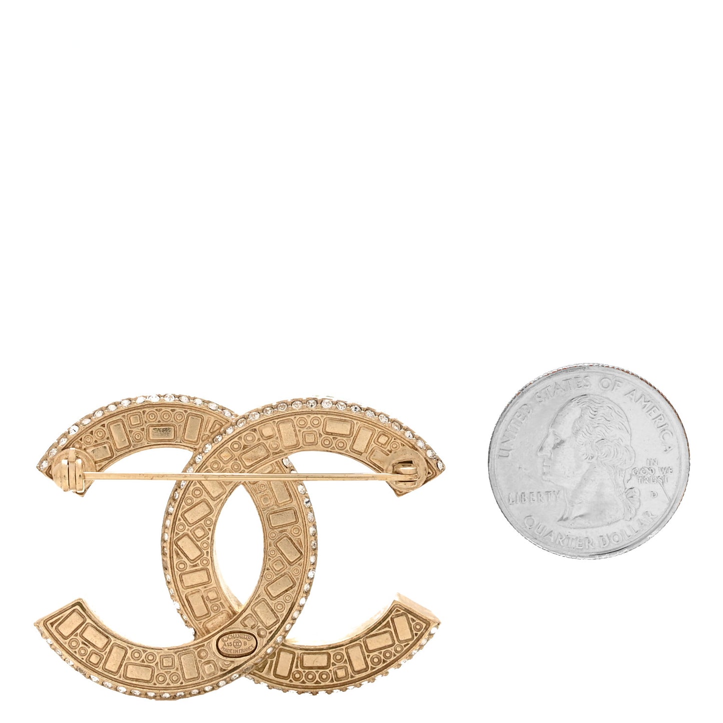 Baguette Crystal CC Brooch Gold Black