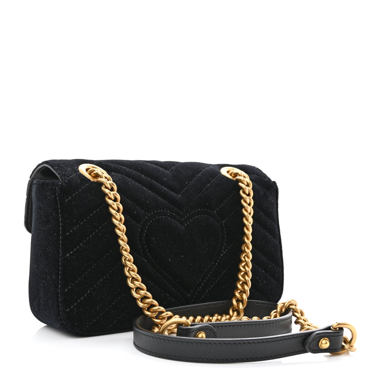 Velvet Matelasse Mini GG Marmont Shoulder Bag Black