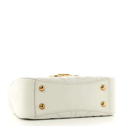 Salvatore Ferragamo Calfskin Quilted Gancini Top Handle Flap Bag White 4 of 11