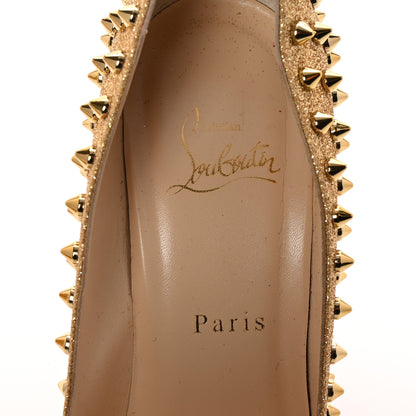 Christian Louboutin Glitter Mini Specchio Follies Spikes 100 Pumps 39.5 Gold 7 of 8