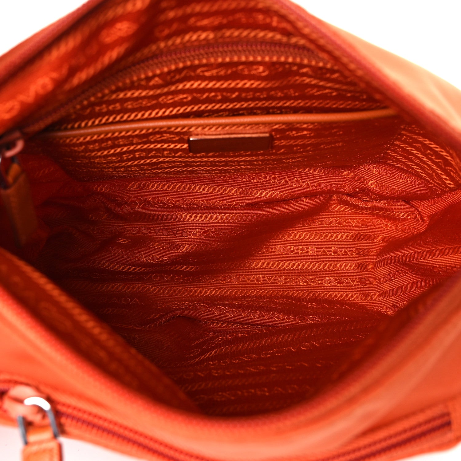 Prada Tessuto Nylon Saffiano Messenger Bag Papaya 5 of 9