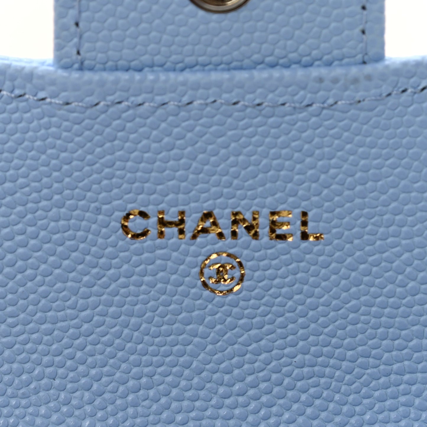 Caviar Quilted Flap Card Holder Wallet Light Blue
