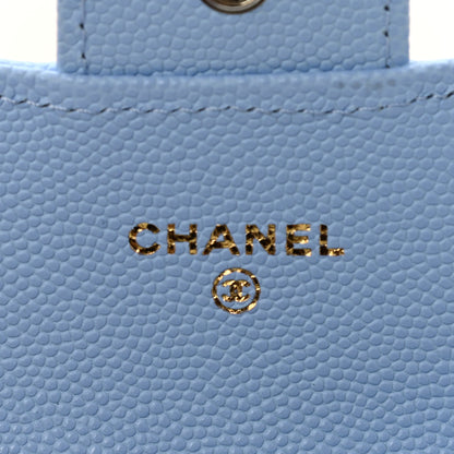 Chanel Caviar Quilted Flap Card Holder Wallet Light Blue 6 of 9