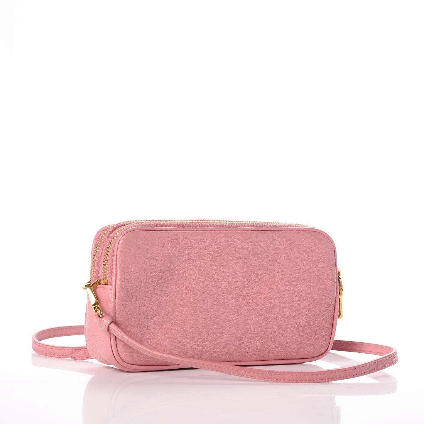 Goatskin Madras Double Zip Crossbody Bag Rosa