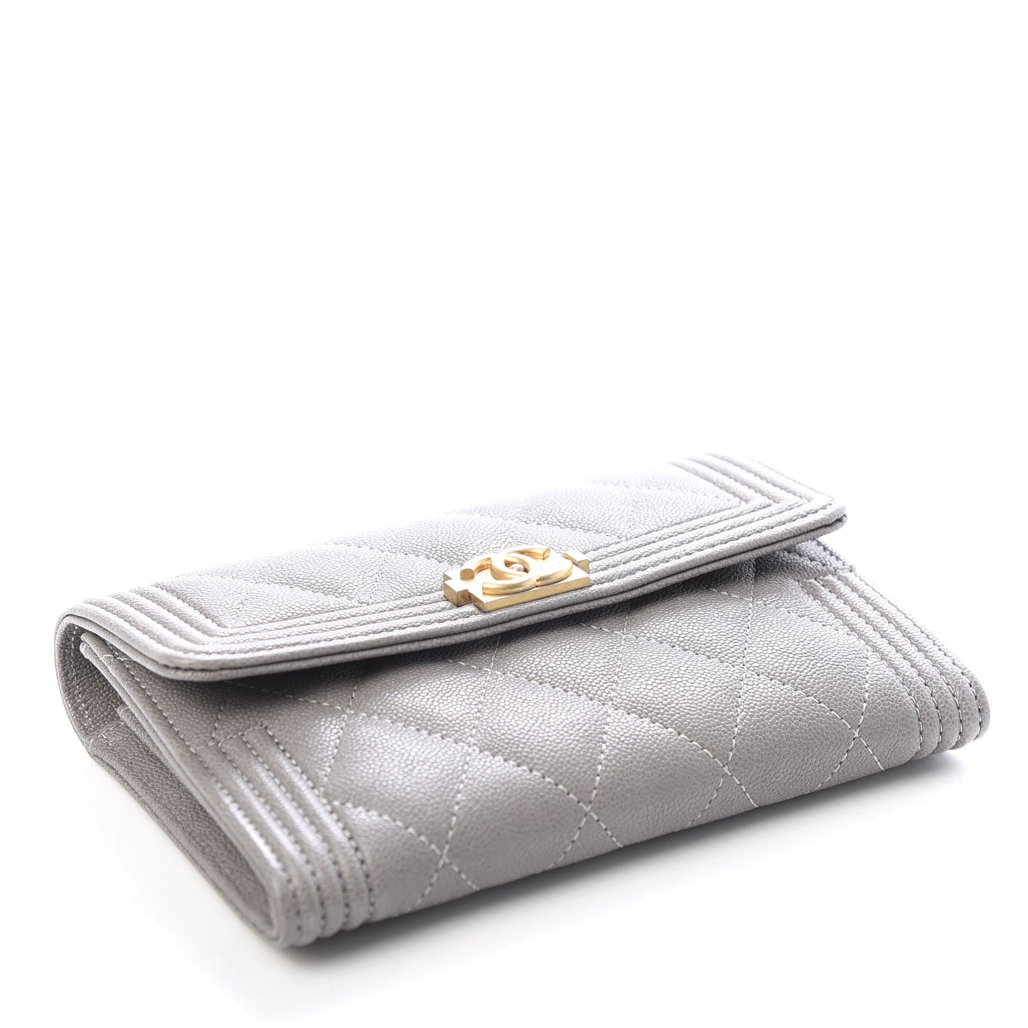 Chanel Caviar Quilted Medium Boy Flap Wallet Grey 5 of 10