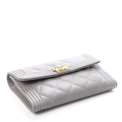 Chanel Caviar Quilted Medium Boy Flap Wallet Grey 5 of 10