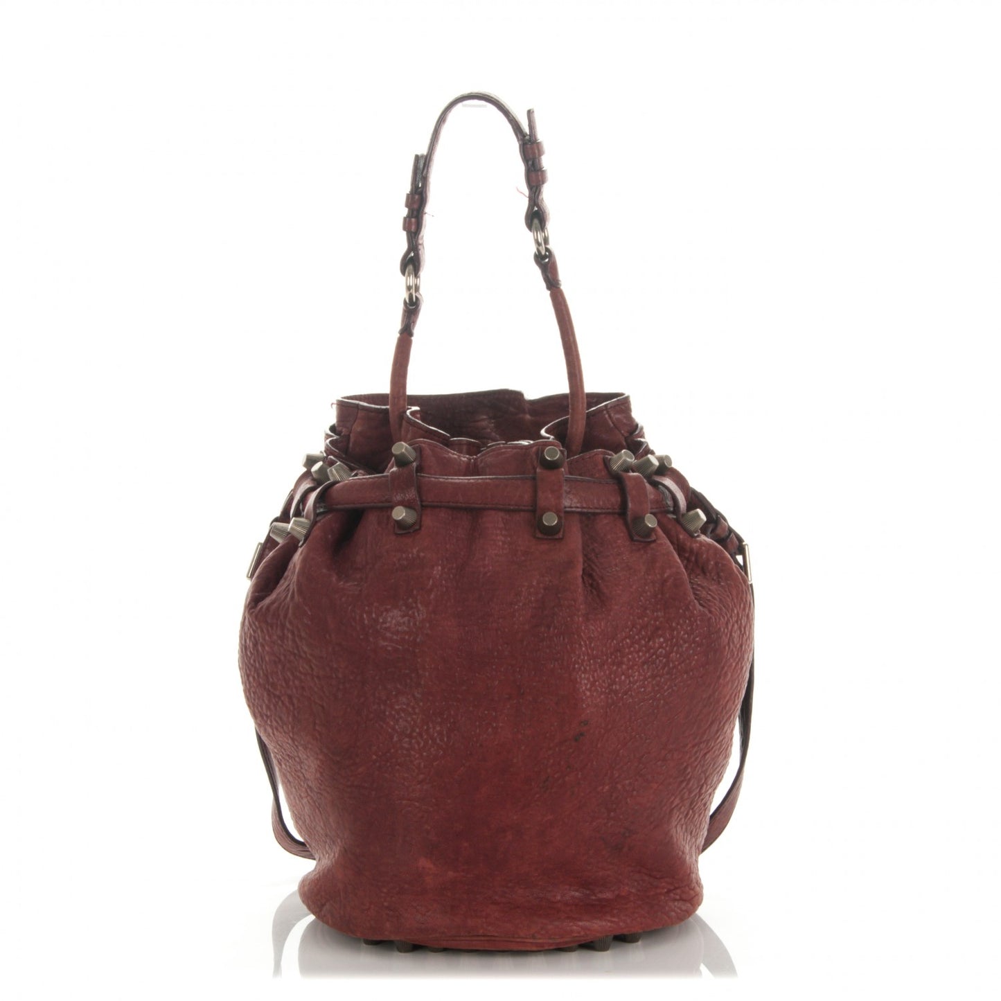 Pebbled Lambskin Diego Bucket Brick Silver Hardware