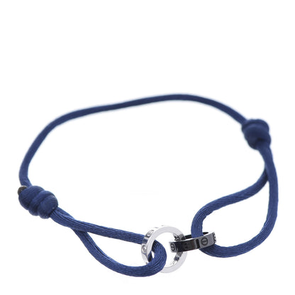 Cartier 18K White Gold Ceramic 4 Diamond LOVE Cord Bracelet Blue 1 of 7