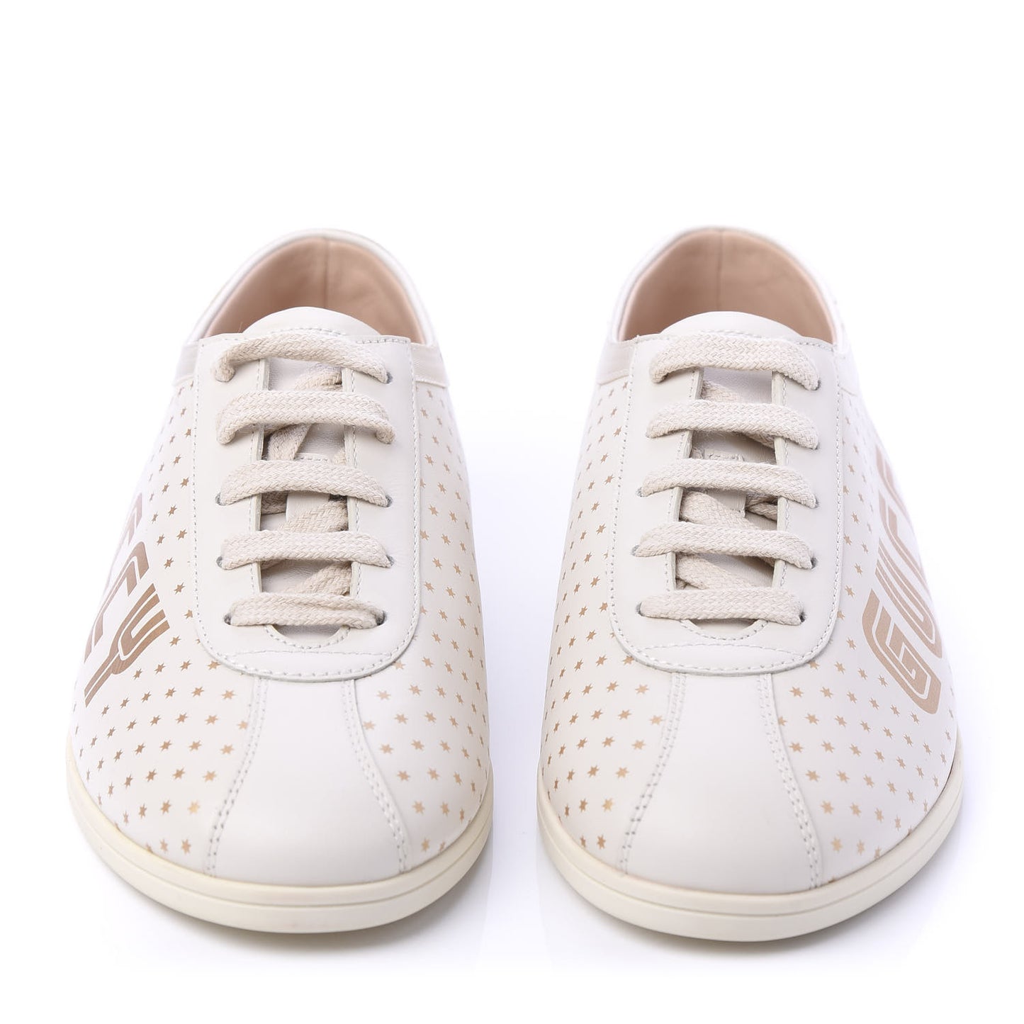 X SEGA Calfskin GUCCY Stars Womens Falacer Sneakers 37.5 White
