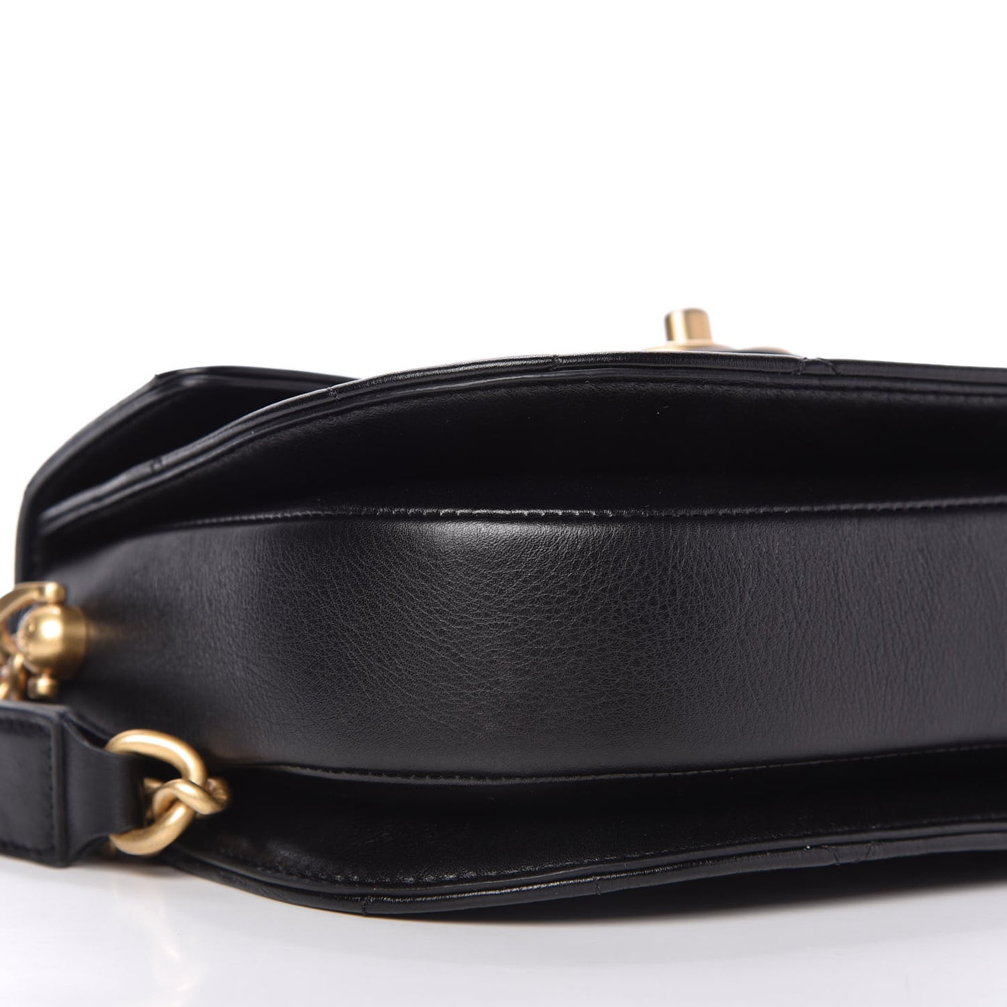 Calfskin Quilted Moon Messenger Black