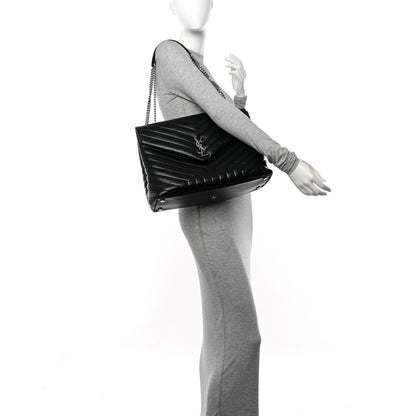 Saint Laurent Calfskin Y Quilted Monogram Large Loulou Chain Satchel Black 2 of 11