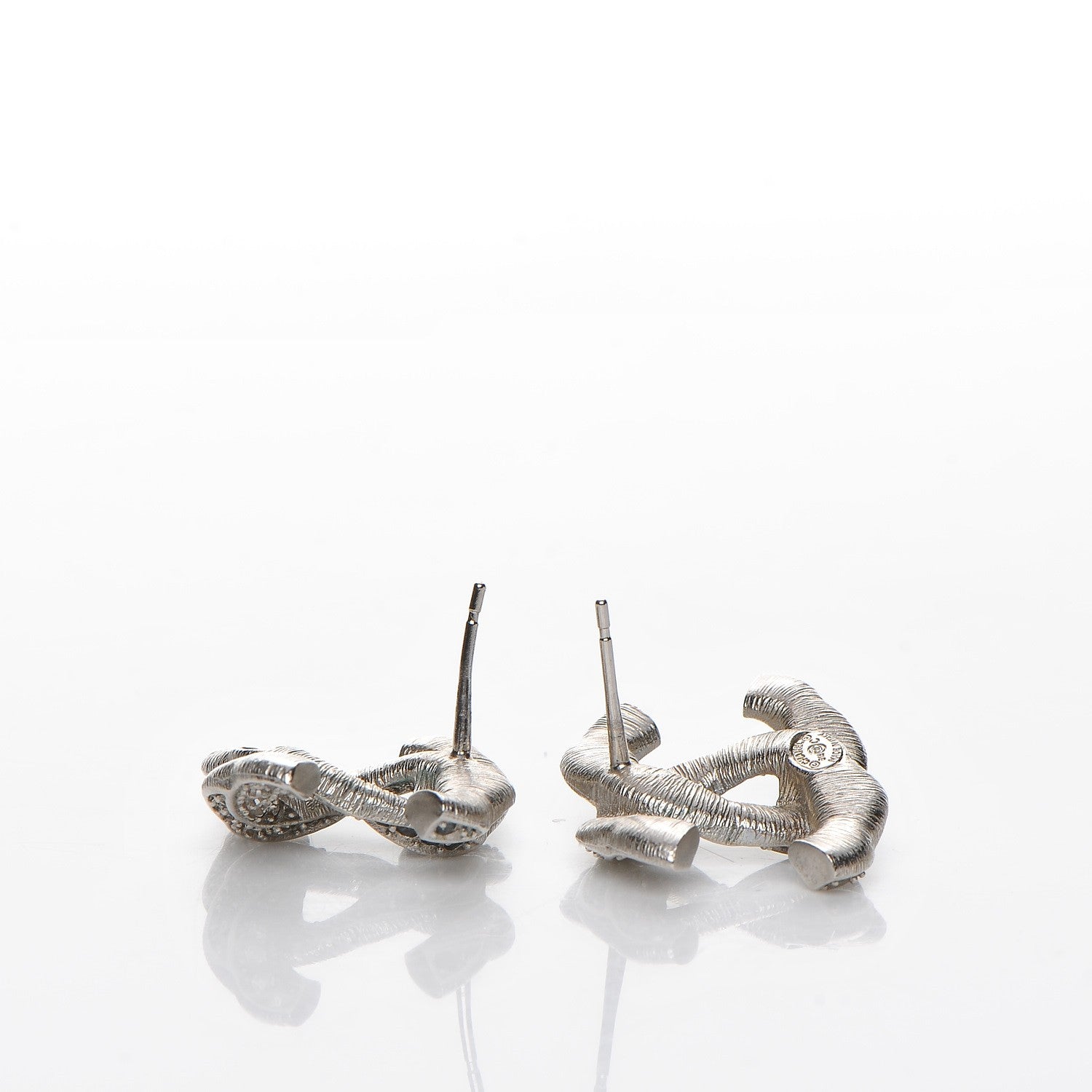 Chanel Crystal CC Twisted Earrings Silver 3 of 5
