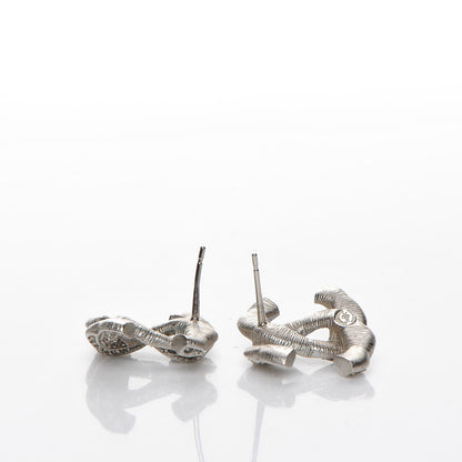 Chanel Crystal CC Twisted Earrings Silver 3 of 5
