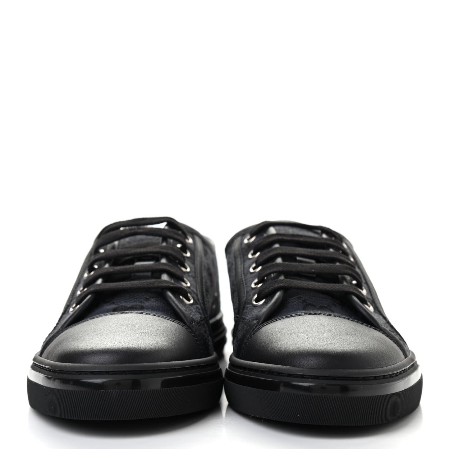 GG Monogram Calfskin Womens Low Top Sneakers 36.5 Piombo Black