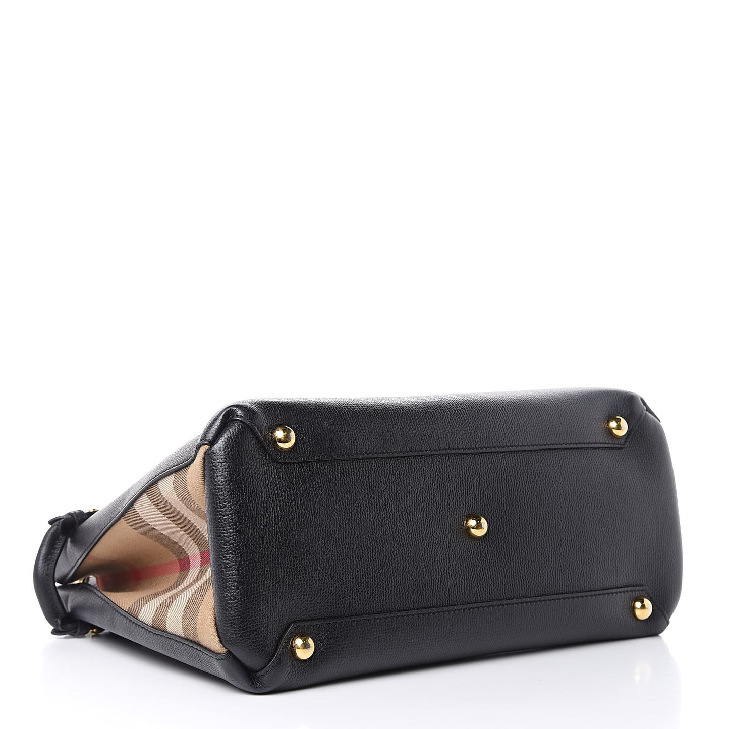 Grainy Calfskin House Check Medium Banner Tote Black