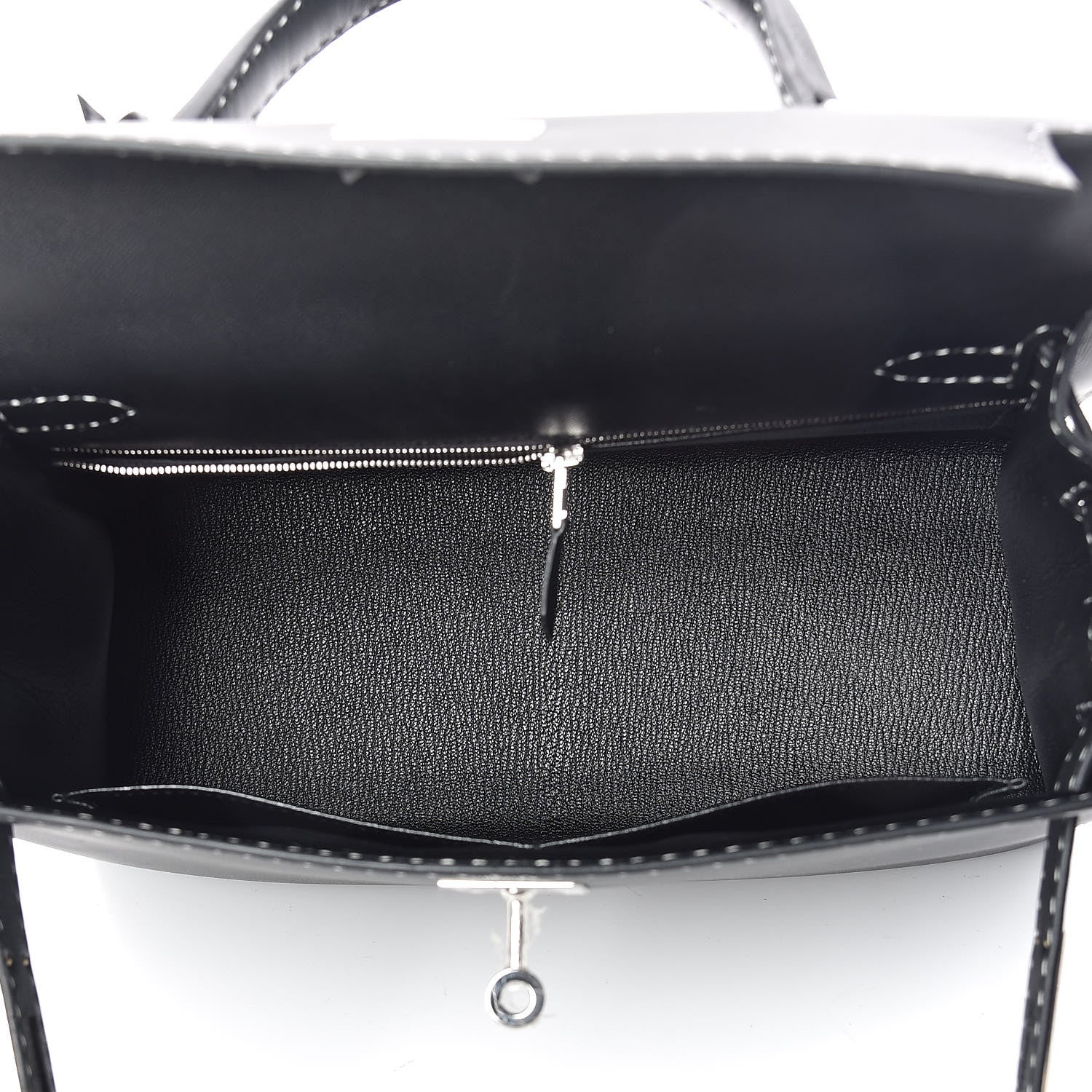 Hermes Grained Monsieur Un Point Sur Deux Kelly Sellier 28 Black 7 of 36