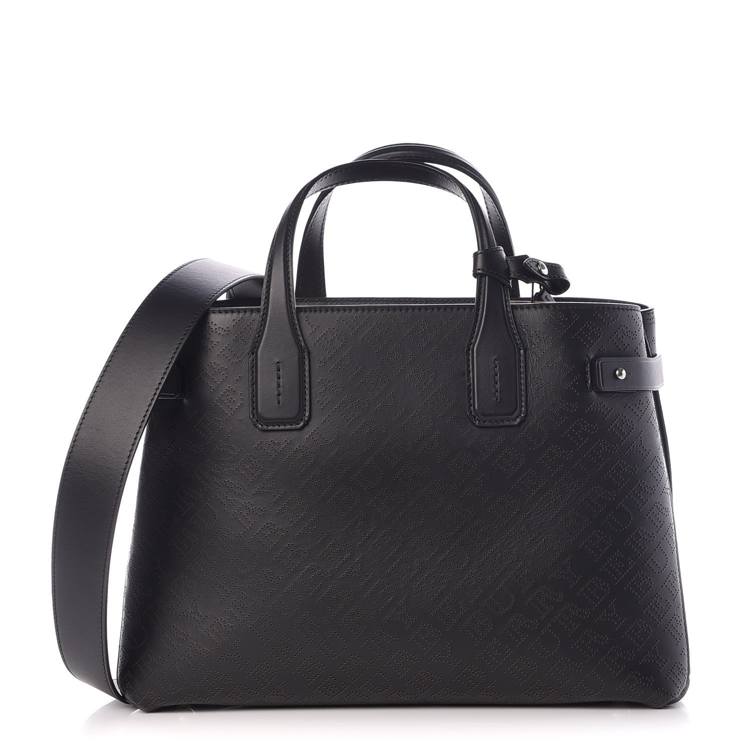 Burberry Calfskin Perforated Medium Banner Tote Black 1 of 9