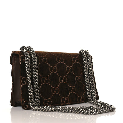 Gucci Velvet Moon Calfskin Crystal GG Monogram Small Dionysus Shoulder Bag Brown Vintage Cocoa Black Diamond 3 of 9