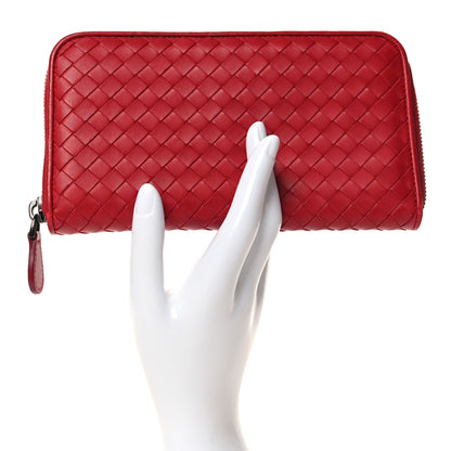 Bottega Veneta Nappa Intrecciato Zip Around Wallet Red 2 of 11