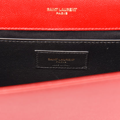 Saint Laurent Grain De Poudre Medium Monogram Kate Satchel Red 6 of 8