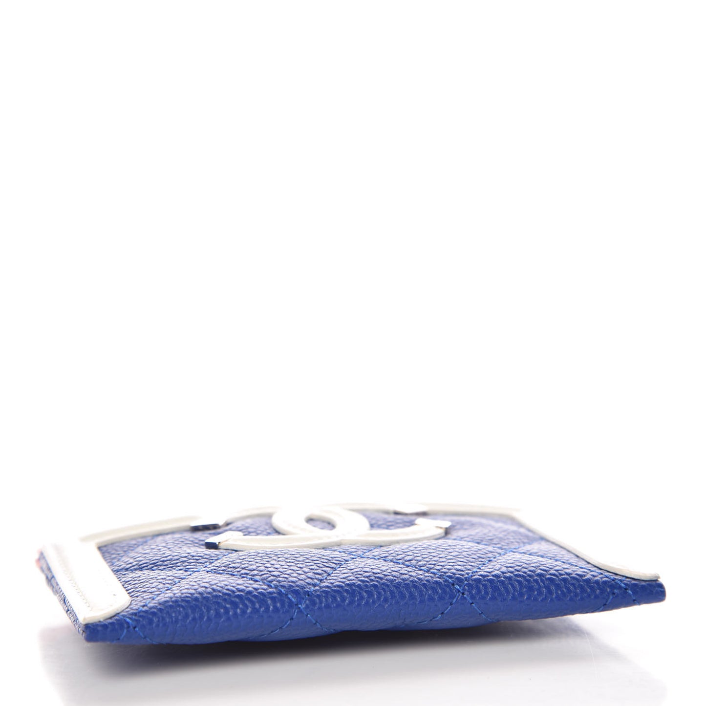 Caviar Quilted Filigree Card Holder Blue White Red