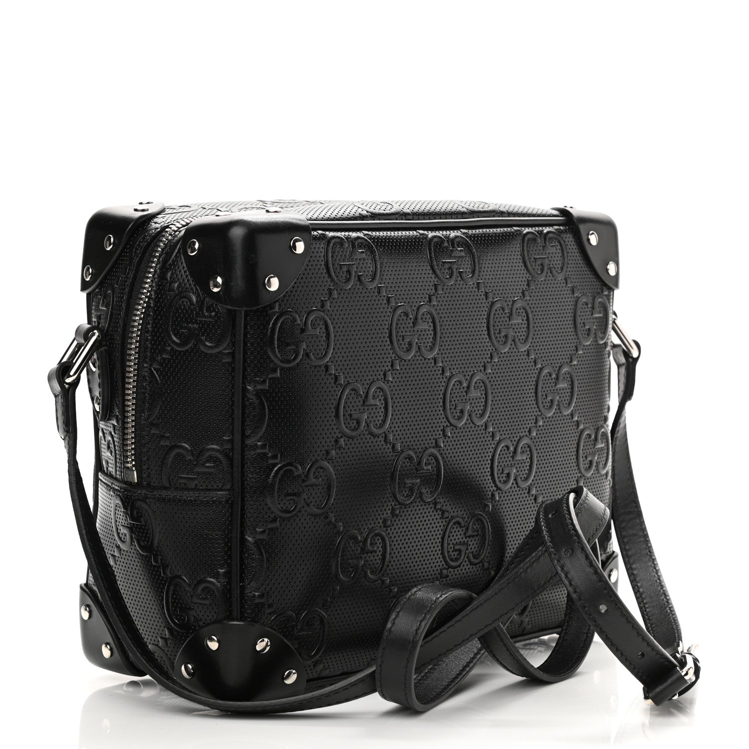 Gucci Calfskin GG Tennis Embossed Square Messenger Bag Black 3 of 8