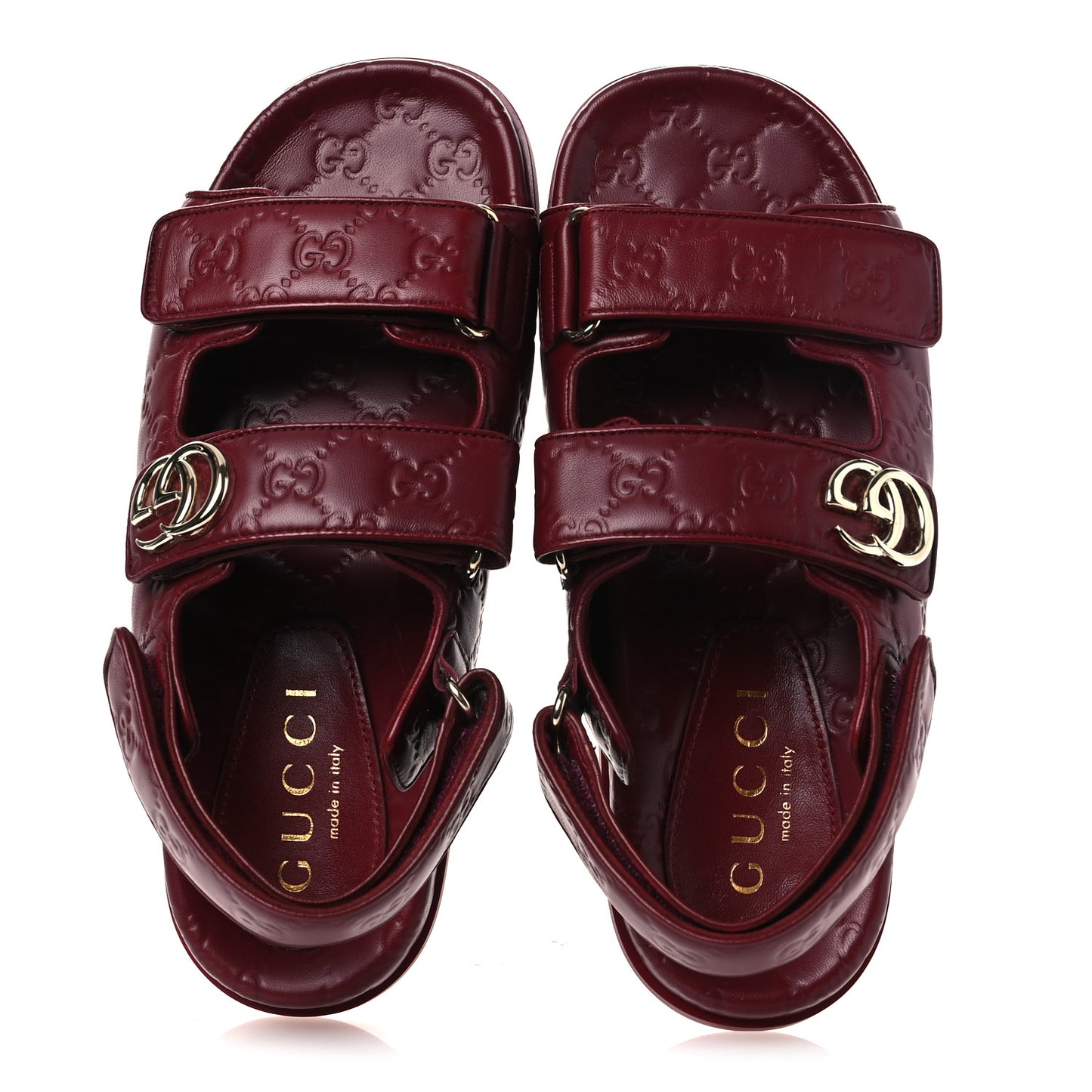 Guccissima GG Embossed Womens Sandals 40 Rosso Ancora