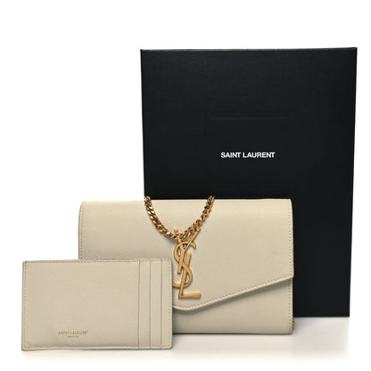 Saint Laurent Grain De Poudre Monogram Uptown Chain Wallet Crema Soft 12 of 12