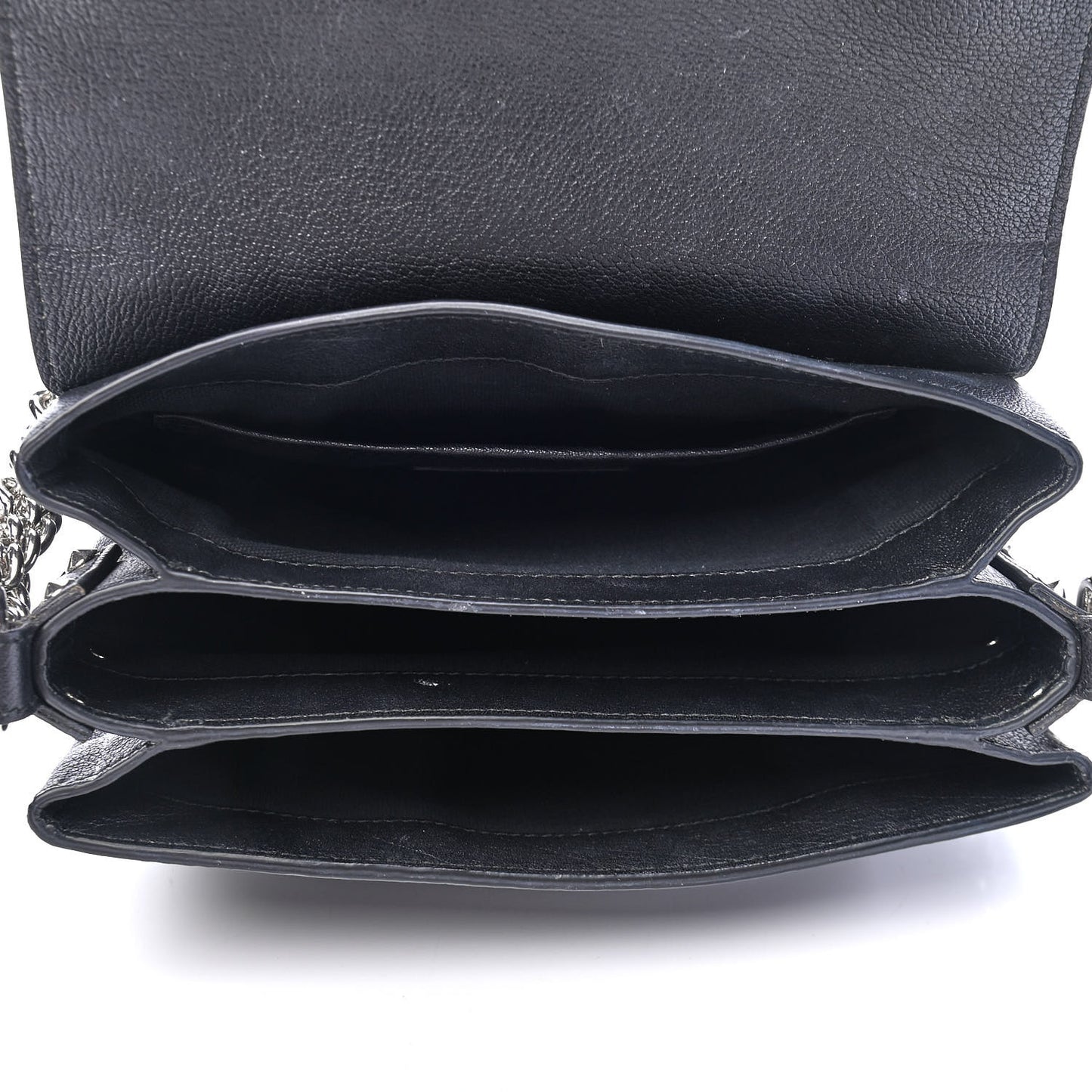 Grained Calfskin Twin Skull Crossbody Black