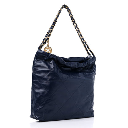 Chanel Shiny Calfskin Quilted Small Chanel 22 Navy 4 of 10