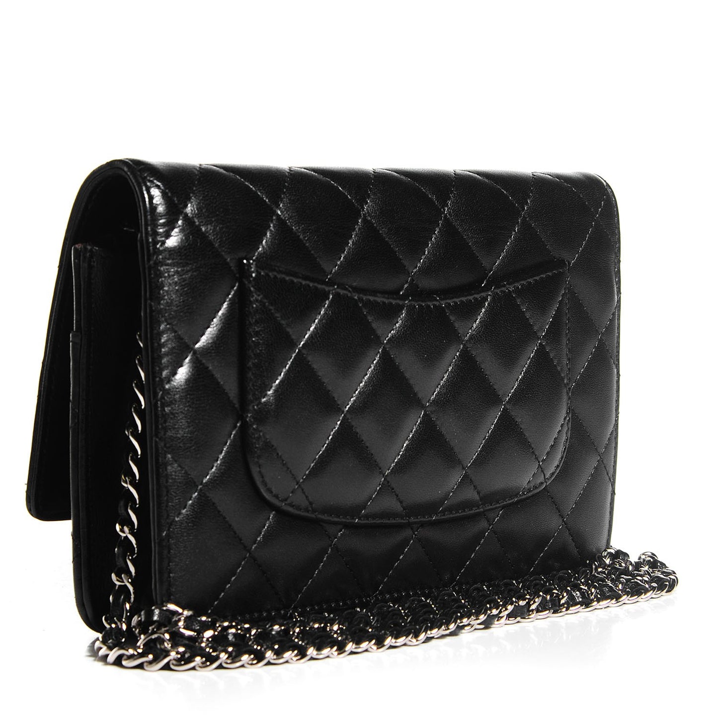 Lambskin Quilted Wallet On Chain WOC Black