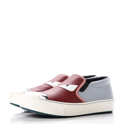 Fendi Vitello Elite Monster Bug Slip On Sneakers 39.5 Ribes Grigio Bois de Rose 3 of 17