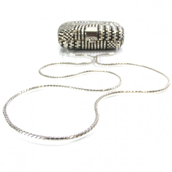 Swarovski Crystal Minaudiere Clutch Black and Silver