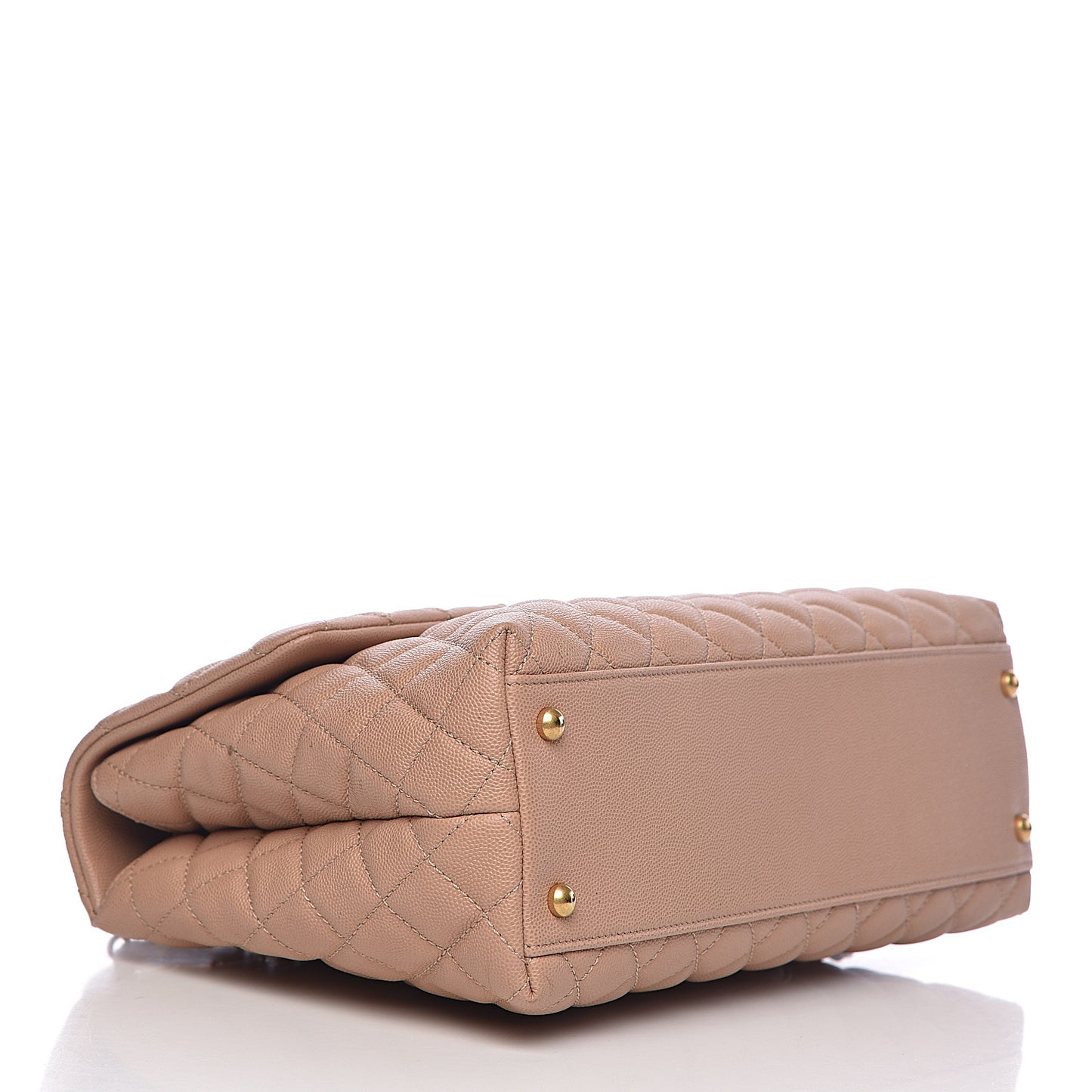 Caviar Lizard Quilted Medium Coco Handle Flap Light Beige
