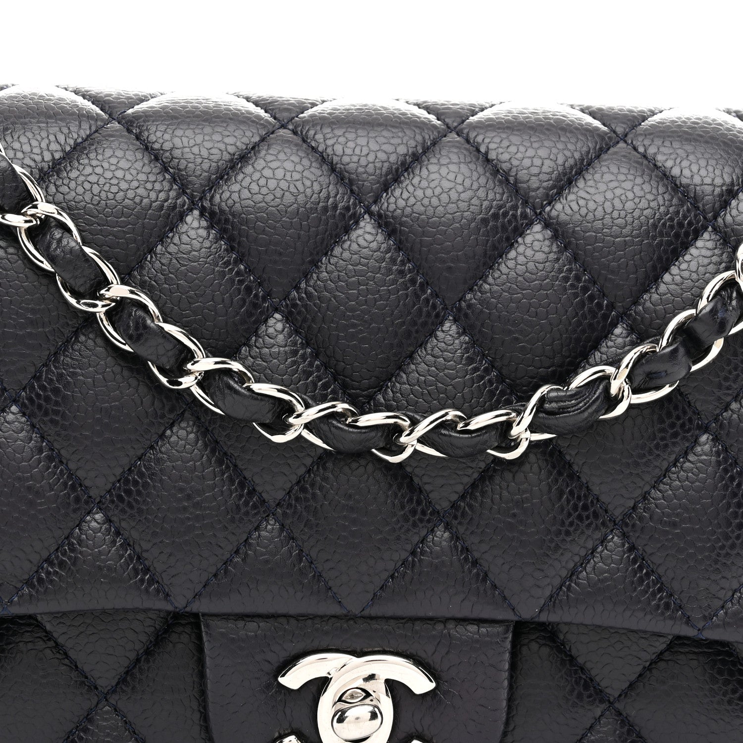 Chanel Caviar Quilted Medium Double Flap Navy 8 of 10