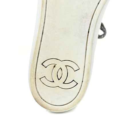 Chanel Iridescent Goatskin Womens Sneakers 40.5 White Silver 9 of 19
