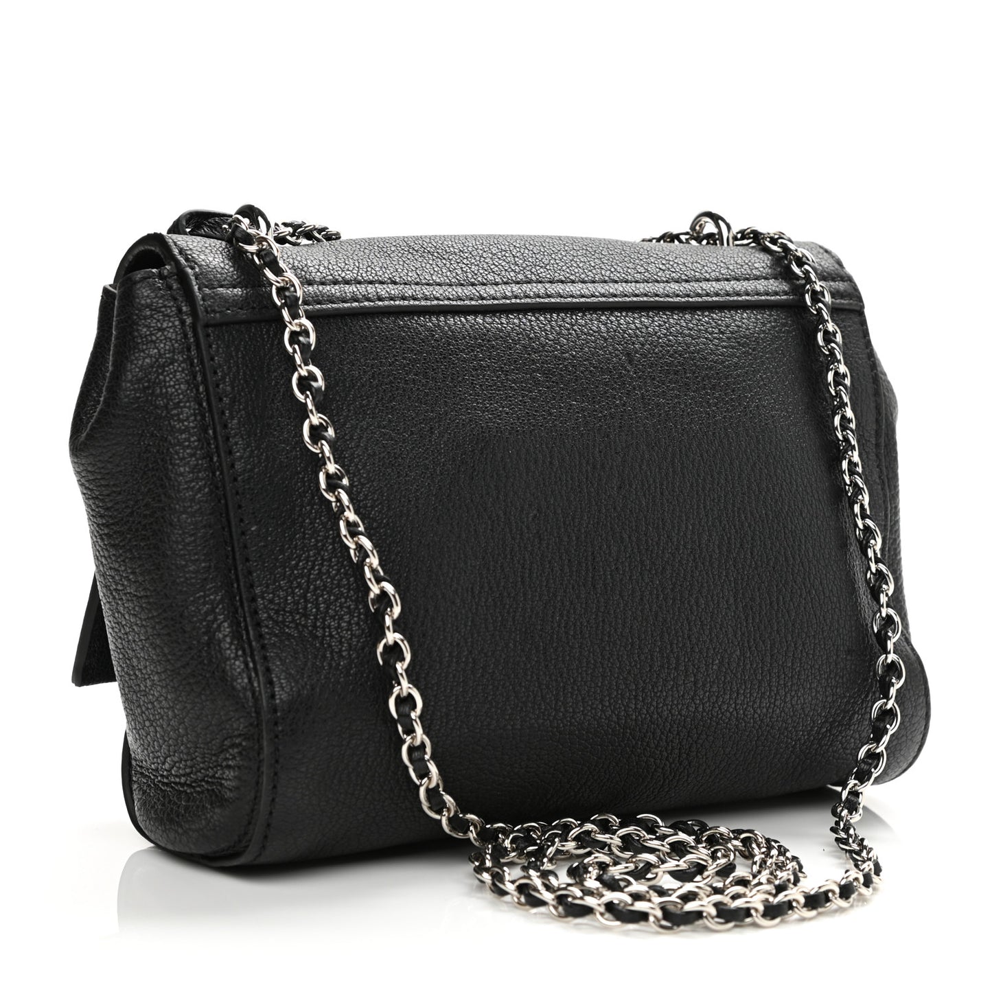 Glossy Goatskin Small Lily Flap Black