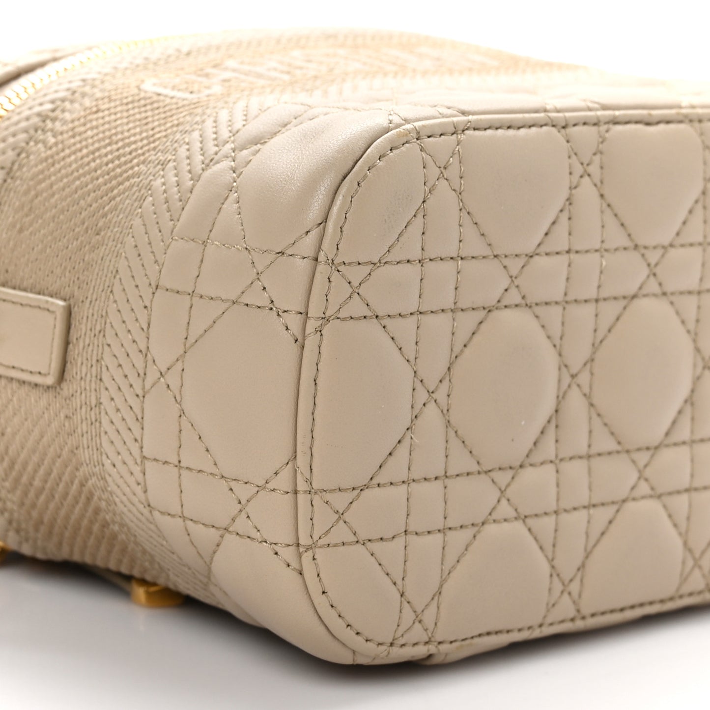 Lambskin Cannage Small Diortravel Vanity Case Light Beige