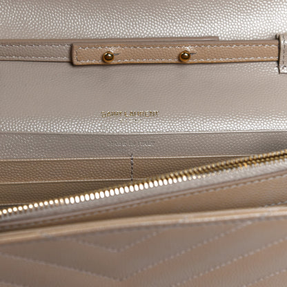 Saint Laurent Grain De Poudre Matelasse Chevron Monogram Chain Wallet Nude Powder 6 of 12