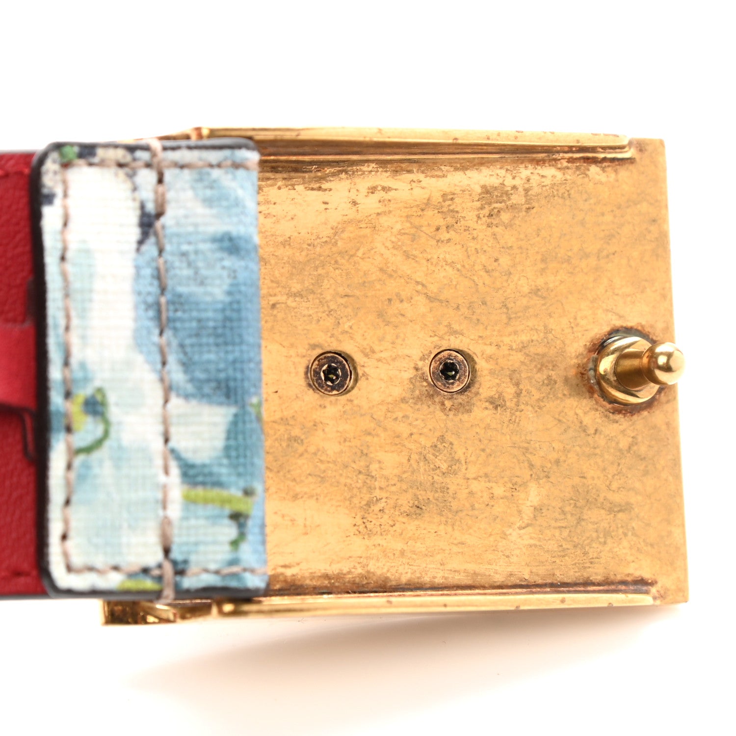 Gucci GG Plus Monogram Blooms Plaque Belt 85 34 Blue 6 of 6